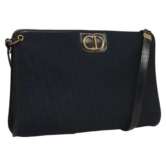 DIOR Trotter Canvas Shoulder Bag Navy Gold - Picture 1 of 16